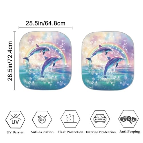 Cute Dolphin Sunshade for Car Windshield Foldable 2 Pieces Set Car Front Window Sunshade Summer Outdoor Sun UV Rays Blocker Sun Visor Shield Auto Protective Accessiors - color: Cute Dolphin