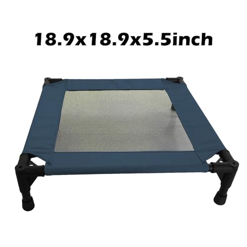 Pozico Elevated Pet Bed with Breathable Mesh for Small Cat and Dog, Raised Cooling Pet Cot for Puppy and Kitty, 18.9x18.9 inch (Navy Blue Bed) - color: Navy Blue Bed