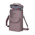Tirrinia 2 Bottle Wine Gift Tote Carrier - Leakproof & Insulated with Large Pockets Wine Cooler Bag for Travel, Tasting, Party, Dinner, Valentine's Day Gift - color: Brown, size: 2 Bottle-with front pocket