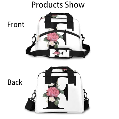 Letter F Insulated Lunch Bag for Women Men Reusable Waterproof Lunch Box Cooler Tote Bag One shoulder portable meal bag Portable Adult Lunchbox for Work Picnic Hiking Beach - color: Letter F