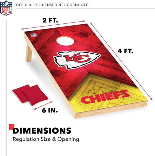 Wild Sports NFL Kansas City Chiefs 2' x 4' Regulation Size Solid Wood Cornhole Set with Direct Print HD Team Graphics