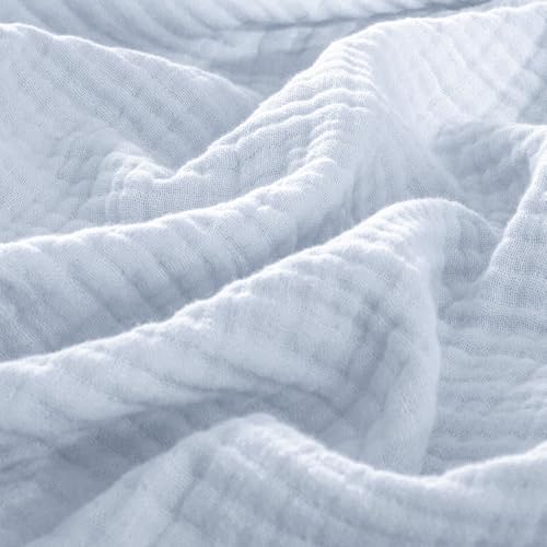 PHF 100% Cotton Muslin Blanket King Size 108"x90", 4-Layer Lightweight Gauze Throw, Breathable Cloud-Soft Minimalist Blanket for Bed, Couch, Camping, Ancient Water, Ideal Gift - color: 05 - Ancient Water, size: King Size(108"X90")