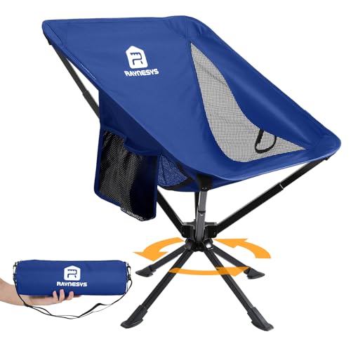 Raynesys Portable Camping Chair 1 Pack, 8 Seconds Quick Setup Folding Camping Chair, Flexible 360° Rotation, 3.8Lb Lightweight Travel Chairs for Easy Carry to Hiking, Sporting, Beach, Blue - color: Blue, size: 1 Pack