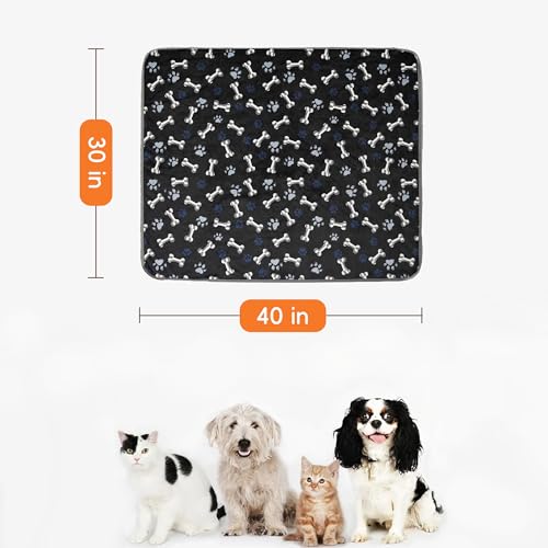 Waterproof Dog Blankets Pet Blanket, 30"x40" Cat Blanket for Indoor Cats, Soft Fluffy Sofa Car Bed Protector, Reversible Sherpa Fleece Puppy Blanket for Small Medium Dogs (Navy Paws) - color: Navy Paws, size: 30"x40"