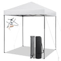LDAILY 6.6 x 6.6 Ft Pop Up Canopy, Portable Canopy Tent Heavy Duty Instant Canopy w/Center Lock, 8 Stakes, 4 Ropes, Carry Bag, Sun Protection, Easy Up Outdoor Canopy for Party, Camping, Patio (White) - color: White