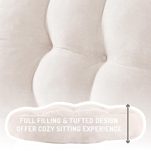Degrees of Comfort Meditation Floor Pillow, Round Large Pillows Seating for Adults, Tufted Corduroy Cushion for Living Room Tatami, Beige 22 Inch - color: Round | Beige | 1 Pack, size: 1 Pack