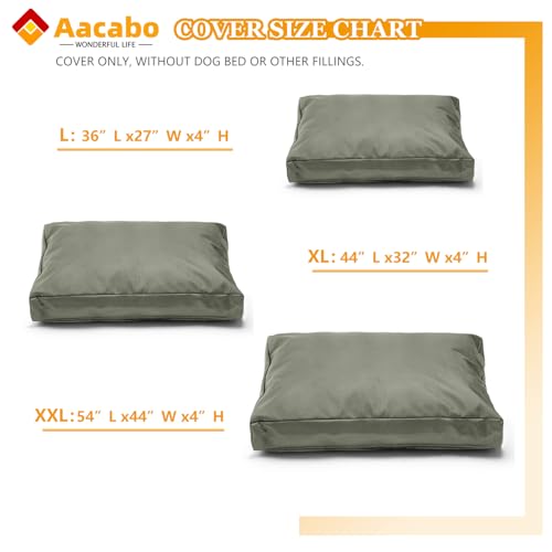 Replacement Dog Bed Cover,Heavy Duty Waterproof Removable 36" L x 27" W x 4" H Reusable Dog Bed Covers with Zipper.Grey Green,Cover Only - color: Grey Green, size: 36" L x 27" W x 4" H
