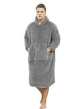 Sherpa Wearable Blanket Oversized Hoodie Sweatshirt TV Blanket with Long Sleeves and Pocket-Gray - color: Gray