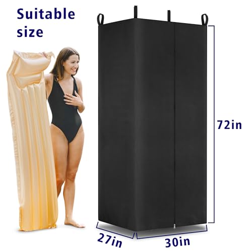 UNIFAMILY Waterproof Pontoon Tent, Privacy Boat Tent, 30 * 27 * 72 in Heavy Duty Hanging Changing Room, Privacy Curtains for Pontoon Boats, Boats Tents Attaches to Bimini Top Poles (Black) - color: black
