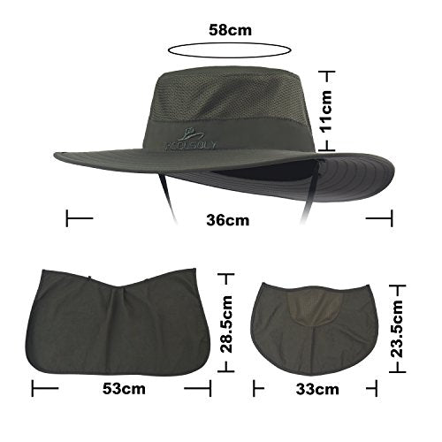 Fishing Hat,Sun Cap with UPF 50+ Sun Protection and Neck Flap,for Man and Women - color: Dark Green