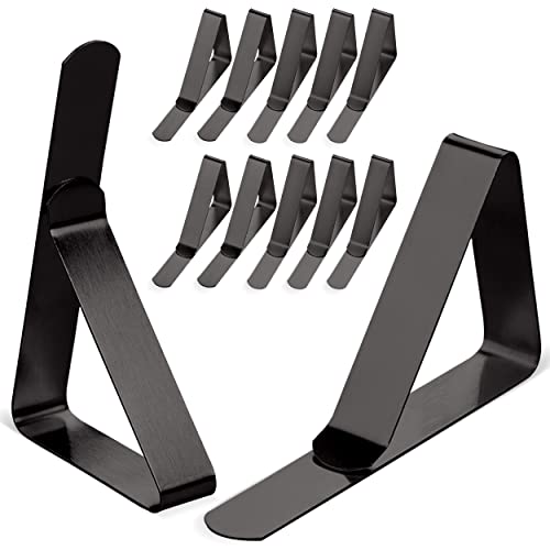 Tablecloth Clips Black - 12 Pack Stainless Steel, Rust Proof & Non-Slippery Table Cloth Holding Clip - Perfect for Restaurants, Picnic, Party, Outdoor Dining - Fits Up to 1.8 Inch Thick Table - color: Pack 12 Black S (for 1 ~ 1.8inch)