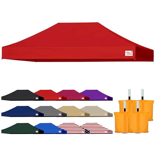 Tradesparker 10x15 Commercial Pop Up Canopy Replacement Top-Windproof D-Rings+Banner Grommets+Loop Pile Wall System,Ez Canopy Cover ONLY-Frame/Side Walls NOT Included(Red) - color: Red, size: 10x15