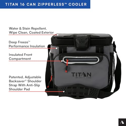 Titan by Arctic Zone Deep Freeze Cooler - Zipperless Hardbody Cooler - Deep Freeze Insulation, HardBody Liner, and SmartShelf - color: Sharkskin Gray, size: 16 Can