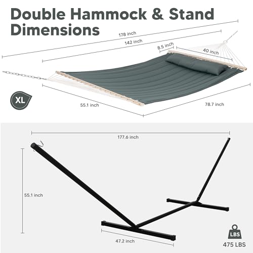 SUNCREAT Standing Hammock with 15 ft Stand, Hammocks for Outside, Gray Green - color: Gray Green, size: 15 ft Stand
