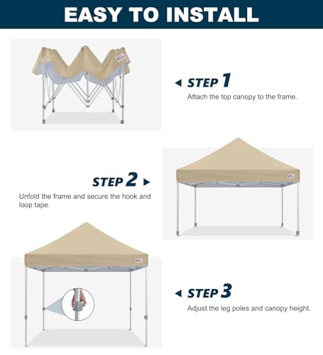 MASTERCANOPY Pop Up Canopy Tent Commercial Grade 10x10 Instant Shelter (Beige) - color: Beige, size: 10x10