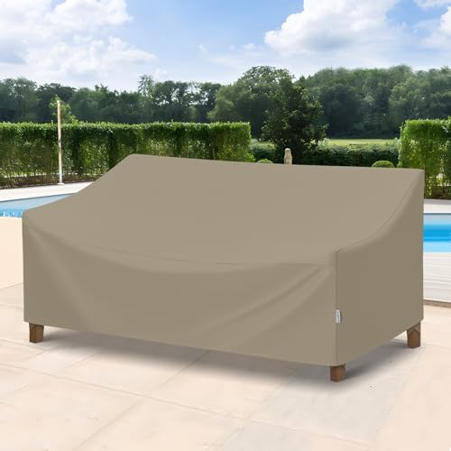 SunPatio Outdoor Couch Cover 80 Inch, Heavy Duty Waterproof 3-Seater Patio Sofa Cover with Seam Taped, Fade & Wind & Rip Resistant, 80" W x 36" D x 30" H, Taupe - size: 80" W x 36" D x 30" H