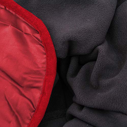 Threadart Outdoor Rainproof & Windproof Thick Stadium Blanket | for Camping, Picnic, Sports, Festivals, Football, Baseball, Concerts, Parks, Beach 55" x 79" - color: Black/Red