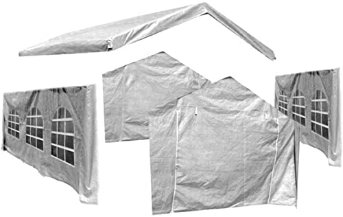 10X20 Canopy Tarp Set (5pc) Paneling and Top Set Valanced Tarp Kit Carport (Side Wall 3 Windows Replacement (White)) - color: Side Wall 3 Windows Replacement (White)