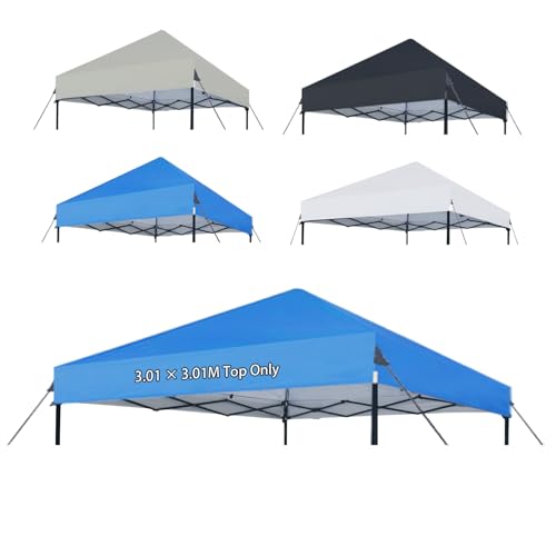 Joramoy 10×10 Canopy Replacement Top Only, Waterproof Pop Up Canopy Tent Top Cover with Ropes, Instant Canopy Top Sunshade Sliver Coated for Outdoor Garden Patio Camping (Blue) - color: Silver-coated Blue, size: 118"×118" Top Only(301×301cm）