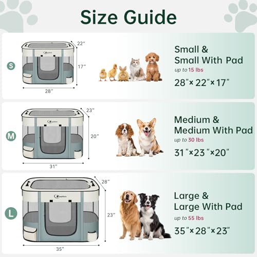 Dog Playpen,Cat Pet Puppy Pen,Portable Playpens for Dogs Indoor Outdoor Travel Camping Use,Foldable Dog Kennel Tent Crate for Rabbit Small Animals with Carrying Case (Grey with Pad, Small) - color: Grey with Pad, size: Small