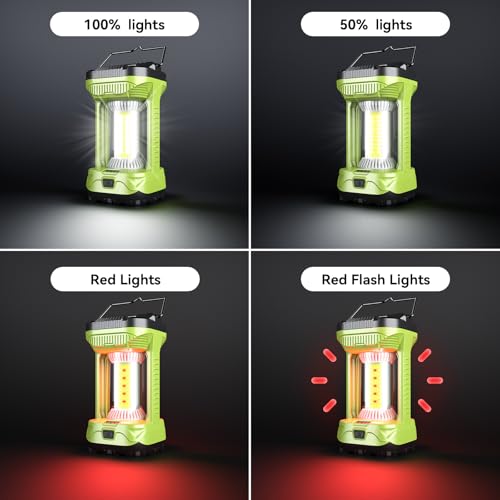 AlpsWolf Camping Lantern Rechargeable, 4000LM LED Lanterns for Power Outages, 4600mAh Super Bright Portabl Lantern & Lights for Emergency, Hurricane, Camping - style: Green-2 pack