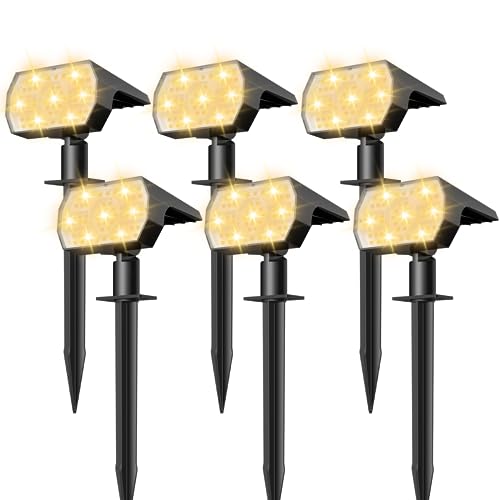 NYMPHY Solar Lights Outdoor Waterproof IP68, 56 LED 3 Lighting Modes Solar Powered Garden Yard Spot Solar Lights for Christmas Outside Landscape- 6 Pack (Warm White) - color: Warm White, size: 6 Pack