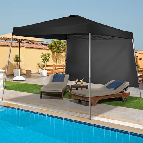 GDY 10x10 FT Pop Up Canopy Outdoor Instant Tent Slant Legs with a Sidewall,Equipment Vents, Portable Gazebo Shelter for Patio, Deck, Beach and Garden,Black. - color: Black