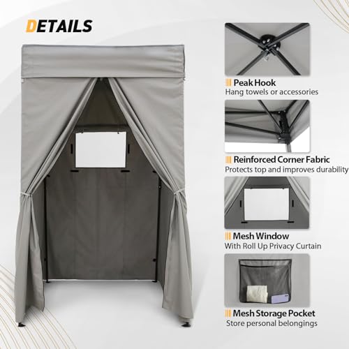 EAGLE PEAK Flex Compact 4x4 Pop-up Canopy Changing Room, Portable Privacy Dressing Room for Indoor Fashion Photoshoots, Camping, or Pool, Gray - color: Gray, size: 4x4 ft