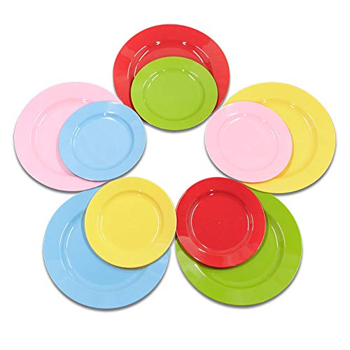 POSATE 60PCS Colorful Disposable Plastic Plates, Heavy Duty Plates for Wedding/Party, 30PCS Dinner Plates 10.25’’ and 30PCS Dessert/Salad Plates 7.5’’, Colorful Plates for Party Event - color: Colorful