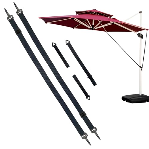Umbrella Wind Stabilizer Straps,Fixed Strap for Large Outdoor Umbrella,Adjustable and Reusable Cantilever Parasol Wind Straps