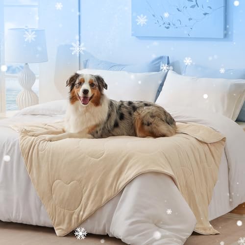 ZOMISIA Cooling Blanket for Large Dogs - High Cold Washable Pet Mat, Travel Soft Dog Summer Essentials, Khaki, 40"x50" - color: Khaki, size: L(40x50")