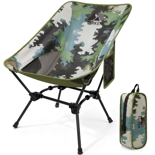 Ultralight Camping Chair Backpacking Chair, Portable Camp Chair with Cup Holder & Storage Bag, Lightweight Compact Folding Chair for Hiking, Travel, Picnic Mountaineering (Camo) - color: Camo