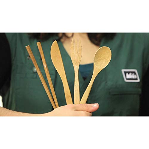 To Go Ware To Go Ware Reusable Bamboo Travel Utensils with Carrying Case & Carabiner Clip | Bamboo Utensils | Eco Friendly - color: Green