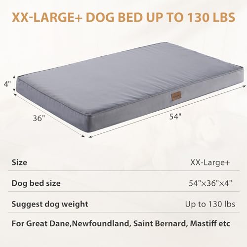 BFPETHOME Outdoor Dog Beds for Large Dogs, Waterproof Dog Bed for Medium, Large, Extra Large Dogs, Orthopedic Dog Bed with Removable Washable Cover, Egg Crate Foam Pet Bed Mat. (54 x 36 in, Grey) - color: Grey, size: 54.0"l X 36.0"w X 4.0"th