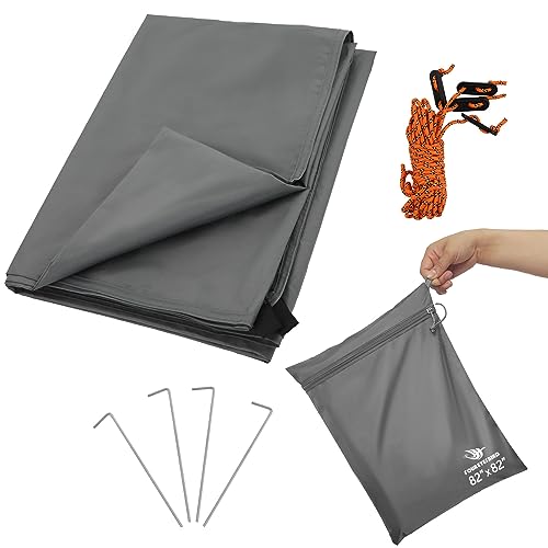 Camping Tarp Waterproof with Carry Bag for Under Tent, Ultralight Tent Footprint for Ground Camping Hiking (82" x 82") - size: 82" x 82"