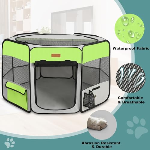 Dog Playpen, Portable Pet Play Pen for Cat, Puppies, Rabbits, Chickens, Foldable Large-Capacity Pet Tent for Indoor/Outdoor Travel Camping Green - color: Green, size: Small