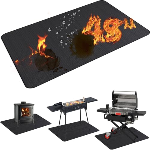 48X36in Grill Mats for Outdoor Grill,Waterproof,OilProof,Fireproof,Fits Most Grills, Smokers, Griddles and Outdoor Charcoal, Flat Top,Deck and Patio Protector - size: 48x36