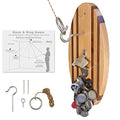 Hook and Ring Game Pro (Beach Stripes) with Bottle Opener and Magnetic Bottle Cap Catch - Easy Wall Mount Ring Toss Game