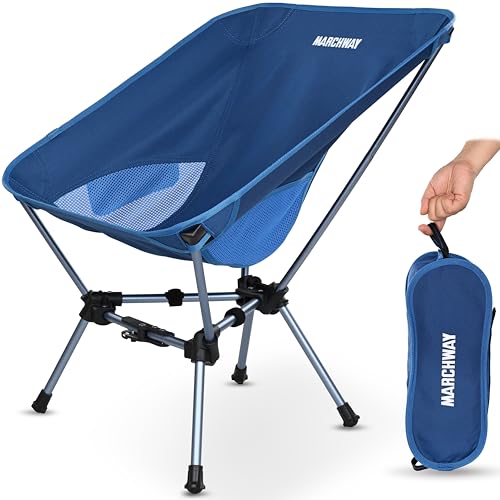 MARCHWAY Lightweight Folding Camping Chair with Spring Lock, Stable Compact Portable for Outdoor Camp, Travel, Beach, Picnic, Festival, Hiking, Backpacking (Lowback Dark Blue) - color: Lowback Dark Blue