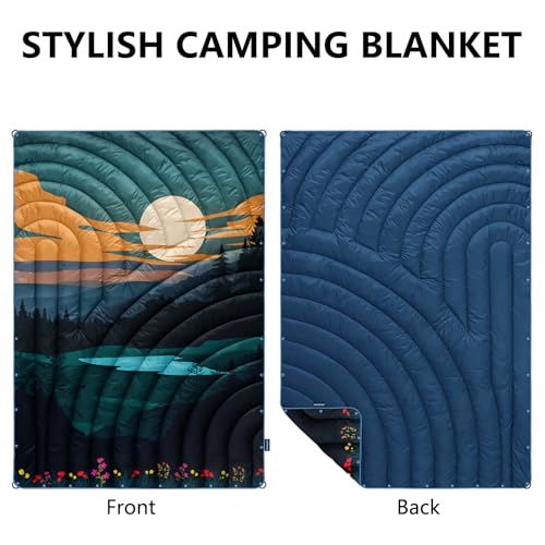 Camping Blanket,Lightweight Puffy Printed Camping Blanket Packable Outdoor Blanket for Camping,Traveling, Stadium, Hiking, Picnics - color: Dusk Pool, size: 52x75"
