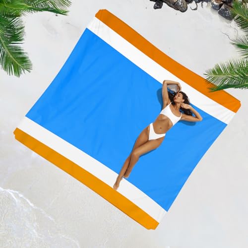 Beach Blanket 78''×81'' - Waterproof Sandproof Sand Free Oversized Mat for 1-5 Adults, Lightweight Durable Compact for Beach Travel Camping Hiking Picnic - color: Blueorange, size: 78"x81"
