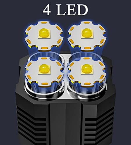 Wrrozz LED Flashlight USB Rechargeable, High Lumens Tactical Light with Sidelight, 4X LED, Spotlight, Handheld Super Brightest Flashlights, Portable Torch for Outdoor Camping Home Emergency Lantern - size: B
