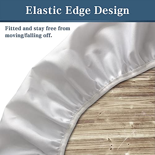 Pastoral Style Flower Round Fitted Tablecloth, Blue Floral Elastic Edge, 44" Diameter, Fits Tables 36" - 40" Diameter - color: Blue, size: 32" (Round)