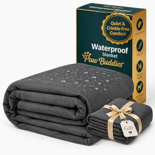 Paw Buddies Premium Waterproof Blanket 80"x90" Velvet-Feel Reversible Throw – Leakproof, Machine Washable Bed & Sofa King Size Protector for Couples, Pets & Travel + Bonus Small Blanket - color: Grey