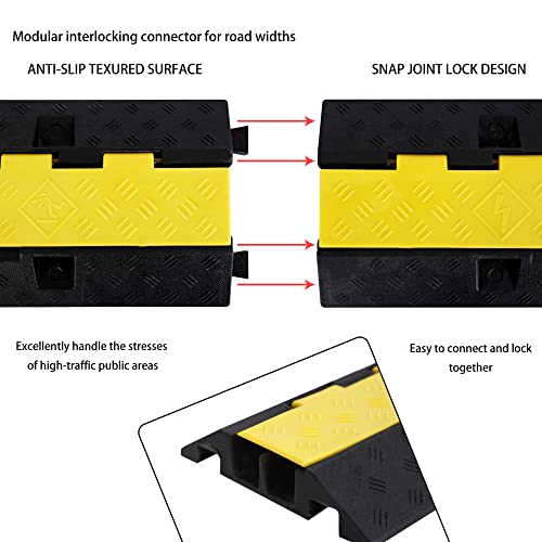 Rubber Cable Ramp Cord Cover Cable Protector Ramps Wire Hose Protective 22000Lbs Load Capacity Traffic 2 Channel Speed Bump for Asphalt Concrete Gravel Driveway Indoor Outdoor, 4 Packs - color: 2 Channel - 4 Pack