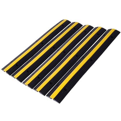 Rubber Cable Protector Ramp,1 Channel, 6600lbs Load Capacity, Easy Installation with Bolts, Ideal for Asphalt, Concrete, Gravel Driveways, Indoor & Outdoor Protection for Cords, Wires, Pipes - size: 5 Packs
