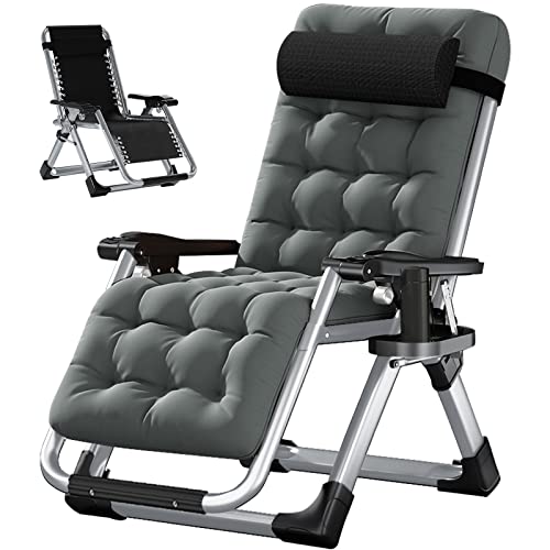 LILYPELLE Zero Gravity Chair, Premium Lawn Recliner Folding Portable Chaise Lounge with Detachable Cushion, Headrest and Cup Holder, Reclining Patio Lounger Chair,Alloy Steel - color: Noble Smoky Gray, style: Zero Gravity Chair