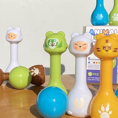 Bowling Set for Kids 2-5, Indoor Bowling Game Toy for 3 4 Year, 10 Plastic Bowling Pins 2 Bowling Ball, Animal Toddler Bowling Set, Birthday Gifts for 2 3 4 5 Year Old Boys & Girls