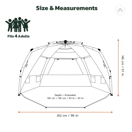 Easthills Outdoors Instant Shader Deluxe XL Beach Tent Easy Up 99" Wide for 4-6 Person Sun Shelter - Extended Zippered Porch Included Blue - color: Instant Shader Deluxe - Blue