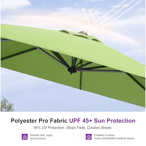 PURPLE LEAF 8 Feet Patio Umbrella Outdoor Cantilever Square Umbrella Aluminum Offset Umbrella with 360-degree Rotation for Garden Deck Pool Patio Apple Green - color: Apple Green, size: 8' X 8', style: Standard